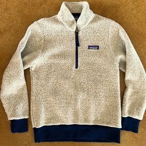 Patagonia Woolyester Pullover, Women’s Size XS, Color Oat and Blue